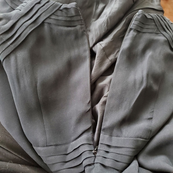 Black Silk Dress with Pleat Details - Picture 9 of 11